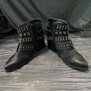 Black studded ankle boots